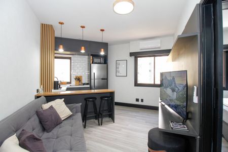 Sala e Cozinha de kitnet/studio à venda com 1 quarto, 31m² em Jardim Paulista, São Paulo