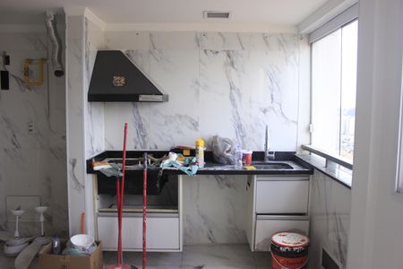 Sala com cozinha e espaço gourmet de apartamento para alugar com 2 quartos, 59m² em Picanço, Guarulhos