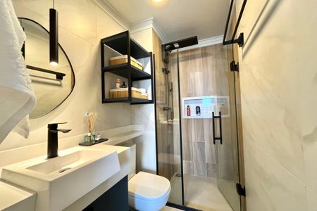 Banheiro de kitnet/studio à venda com 1 quarto, 25m² em Vila Clementino, São Paulo