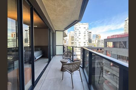 Studio à venda com 57m², 1 quarto e 1 vagaVaranda