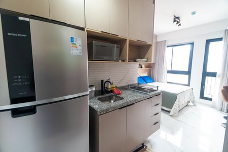 Cozinha de kitnet/studio para alugar com 1 quarto, 22m² em Vila Mariana, São Paulo