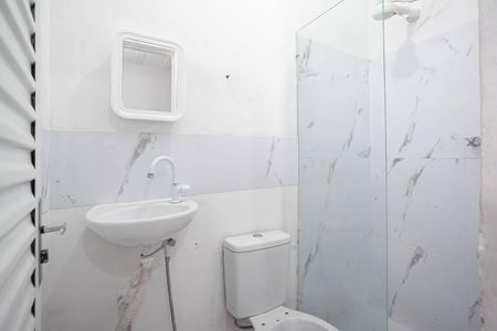 Banheiro social  de kitnet/studio para alugar com 1 quarto, 40m² em Castelo, Belo Horizonte