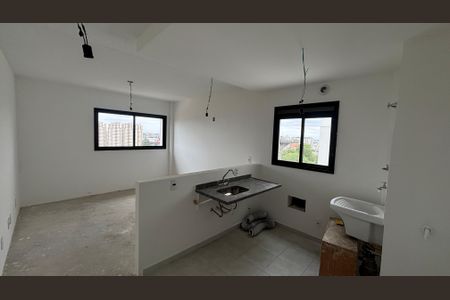 Sala - Cozinha de apartamento para alugar com 1 quarto, 36m² em Jardim Jamaica, Santo André