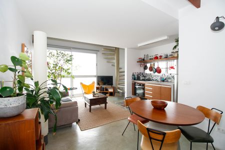 Ambientes Integrados (Sala de Estar, Jantar e Cozinha) de apartamento à venda com 1 quarto, 60m² em Pinheiros, São Paulo