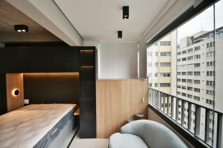 Sala varanda de kitnet/studio para alugar com 1 quarto, 25m² em Cerqueira César, São Paulo