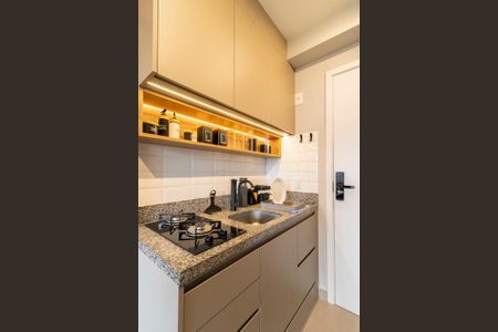 Cozinha de apartamento para alugar com 1 quarto, 26m² em Vila Olímpia, São Paulo