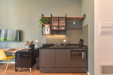 Sala - Cozinha Integrada de apartamento para alugar com 1 quarto, 35m² em Santo Amaro, São Paulo