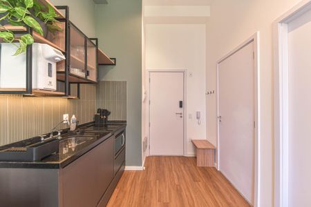 Sala - Cozinha Integrada de apartamento para alugar com 1 quarto, 35m² em Santo Amaro, São Paulo