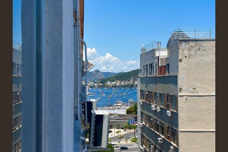Sala/quarto- vista para a praia de apartamento para alugar com 1 quarto, 28m² em Botafogo, Rio de Janeiro