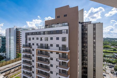 Sala/Cozinha - Vista de apartamento para alugar com 1 quarto, 28m² em Pinheiros, São Paulo