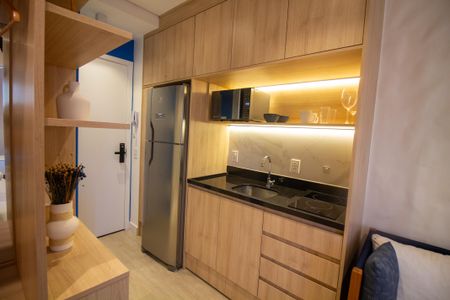 Cozinha de kitnet/studio à venda com 1 quarto, 25m² em Jardim das Acacias, São Paulo