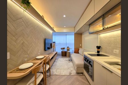 Sala/Cozinha de apartamento para alugar com 1 quarto, 29m² em Indianópolis, São Paulo