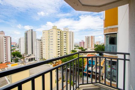 Varanda da sala/Área de serviço de apartamento à venda com 1 quarto, 41m² em Vila Valparaíso, Santo André