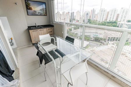 Varanda da Sala de apartamento à venda com 1 quarto, 50m² em Vila Andrade, São Paulo