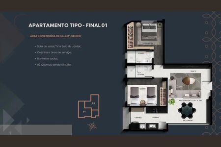 Apartamento à venda com 2 quartos, 65m² em Grajaú, Belo Horizonte