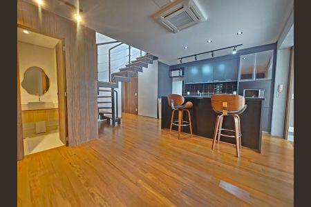 Sala/Cozinha de apartamento à venda com 1 quarto, 110m² em Cidade Monções, São Paulo