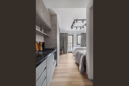 Cozinha de apartamento à venda com 1 quarto, 25m² em Perdizes, São Paulo