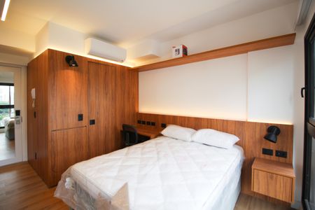 Suíte/Cozinha de kitnet/studio à venda com 1 quarto, 21m² em Indianópolis, São Paulo