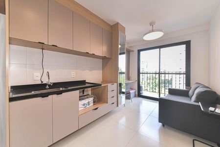Sala - Cozinha Integrada de apartamento para alugar com 1 quarto, 26m² em Campo Belo, São Paulo