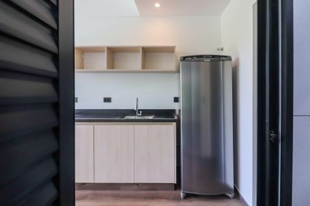 Studio - Quarto e Cozinha de kitnet/studio para alugar com 1 quarto, 25m² em Jardim das Vertentes, São Paulo