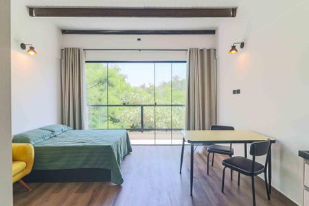 Studio - Quarto e Cozinha de kitnet/studio para alugar com 1 quarto, 25m² em Jardim das Vertentes, São Paulo