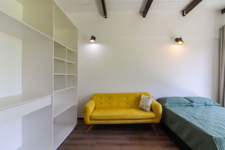 Studio - Quarto e Cozinha de kitnet/studio para alugar com 1 quarto, 25m² em Jardim das Vertentes, São Paulo