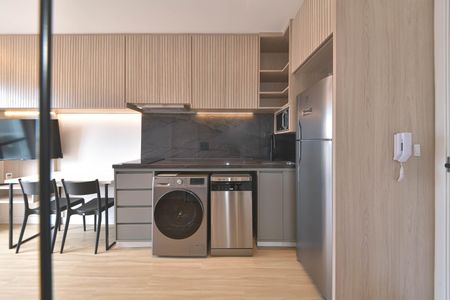 Sala - Cozinha Integrada de apartamento para alugar com 1 quarto, 35m² em Jardim das Acacias, São Paulo