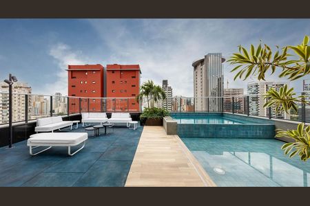 Studio para alugar com 28m², 1 quarto e sem vaga Studio para alugar com 28m², 1 quarto e sem vagaÁrea comum - Piscina