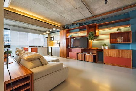 Sala/Cozinha de apartamento à venda com 1 quarto, 72m² em Pinheiros, São Paulo