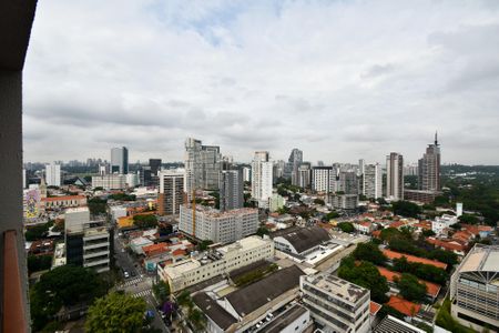 vista varanda Sala quarto de kitnet/studio para alugar com 1 quarto, 25m² em Pinheiros, São Paulo