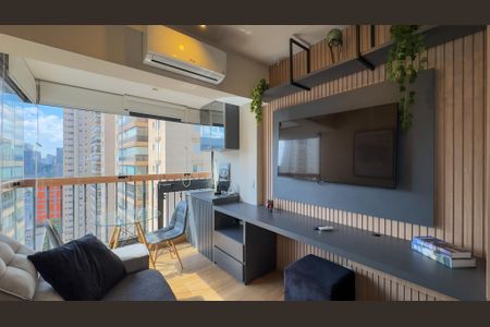 sala e cozinha de apartamento à venda com 1 quarto, 28m² em Brooklin, São Paulo