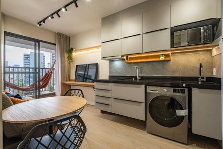 Sala/Cozinha de apartamento para alugar com 1 quarto, 27m² em Pinheiros, São Paulo