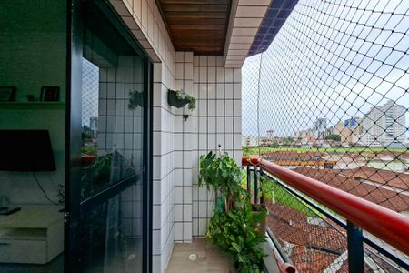 Varanda da sala de apartamento para alugar com 1 quarto, 60m² em Vila Caiçara, Praia Grande