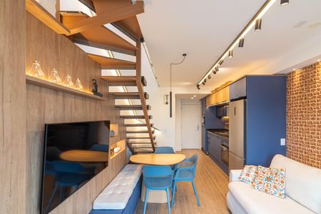 Sala de apartamento para alugar com 1 quarto, 61m² em Indianópolis, São Paulo