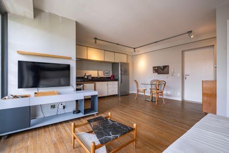 Sala/Cozinha de apartamento para alugar com 1 quarto, 55m² em Vila Madalena, São Paulo