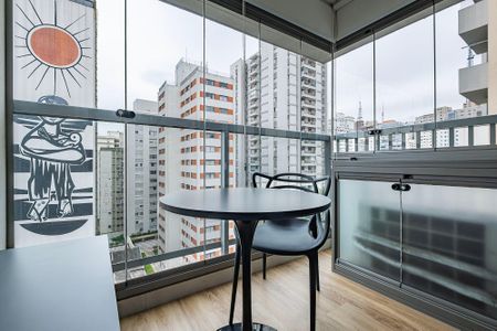 Sala/Cozinha - Varanda de apartamento para alugar com 1 quarto, 29m² em Jardim Paulista, São Paulo