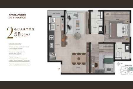 Apartamento à venda com 58m², 2 quartos e 2 vagas