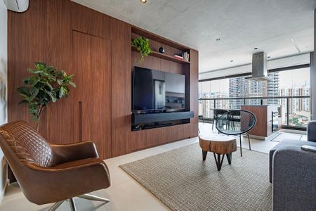 Sala/Cozinha de apartamento à venda com 1 quarto, 51m² em Vila Anglo Brasileira, São Paulo