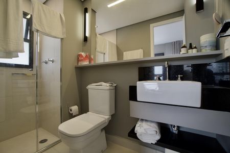 Banheiro da Suíte de apartamento para alugar com 1 quarto, 35m² em Jardins, São Paulo