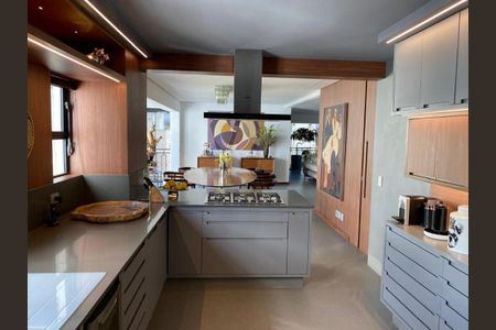 Apartamento à venda com 466m², 4 quartos e 6 vagasCozinha moderna com iluminação adequada e equipamentos de alta qualidade.