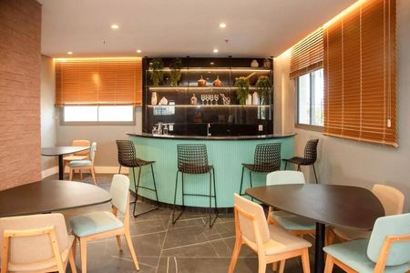 Área comum - Lounge de kitnet/studio para alugar com 1 quarto, 27m² em Santo Amaro, São Paulo