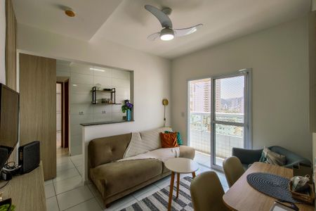 Sala de apartamento para alugar com 1 quarto, 40m² em Boqueirão, Praia Grande