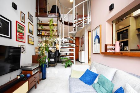 sala de estar de apartamento à venda com 1 quarto, 56m² em Cerqueira César, São Paulo