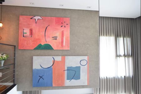 Apartamento à venda com 136m², 2 quartos e 2 vagasPainel visto do mesanino