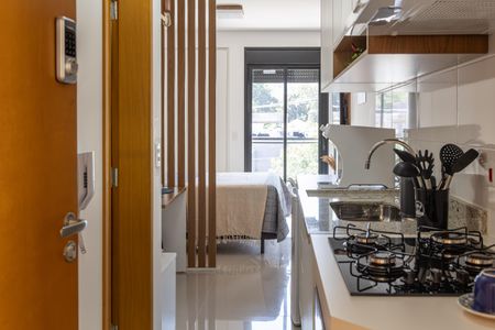 Cozinha de apartamento para alugar com 1 quarto, 25m² em Santo Amaro, São Paulo