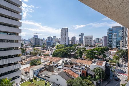 Varanda - Vista de apartamento à venda com 1 quarto, 42m² em Pinheiros, São Paulo