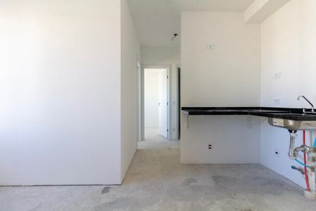 Sala e cozinha de apartamento à venda com 2 quartos, 41m² em Vila Guilhermina, São Paulo
