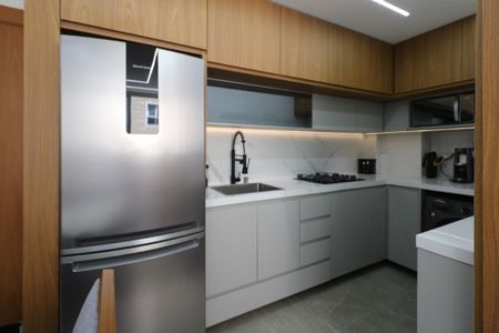 Cozinha e Área de Serviço de apartamento à venda com 2 quartos, 40m² em Vila Palmares, São Caetano do Sul