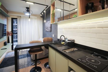 Cozinha de apartamento para alugar com 1 quarto, 27m² em Moema, São Paulo