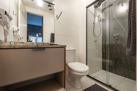 Banheiro da Suíte de apartamento à venda com 1 quarto, 34m² em Pinheiros, São Paulo